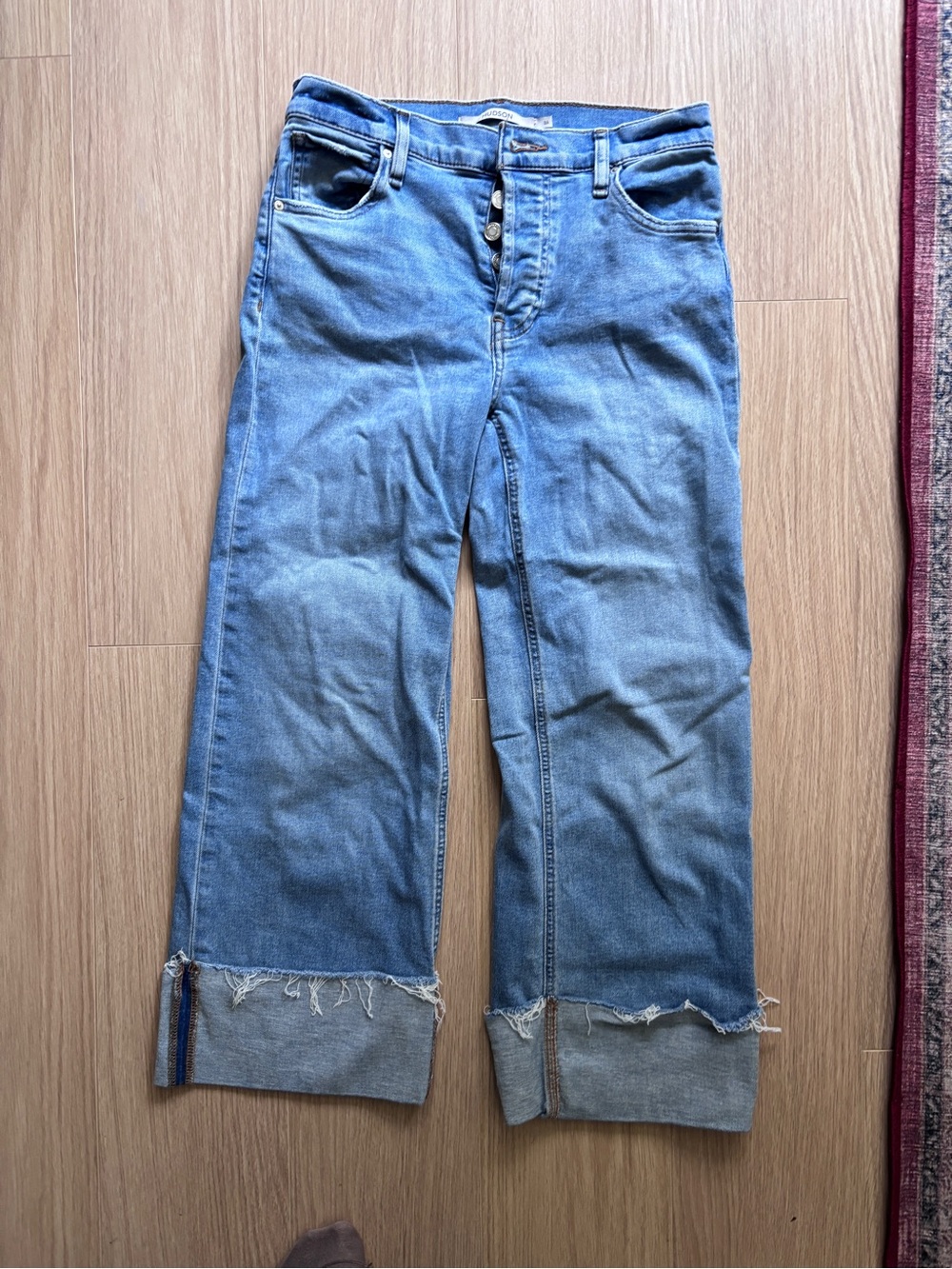 Hudson Wide Leg Raw Hem Light Blue Women’s Jeans cropped